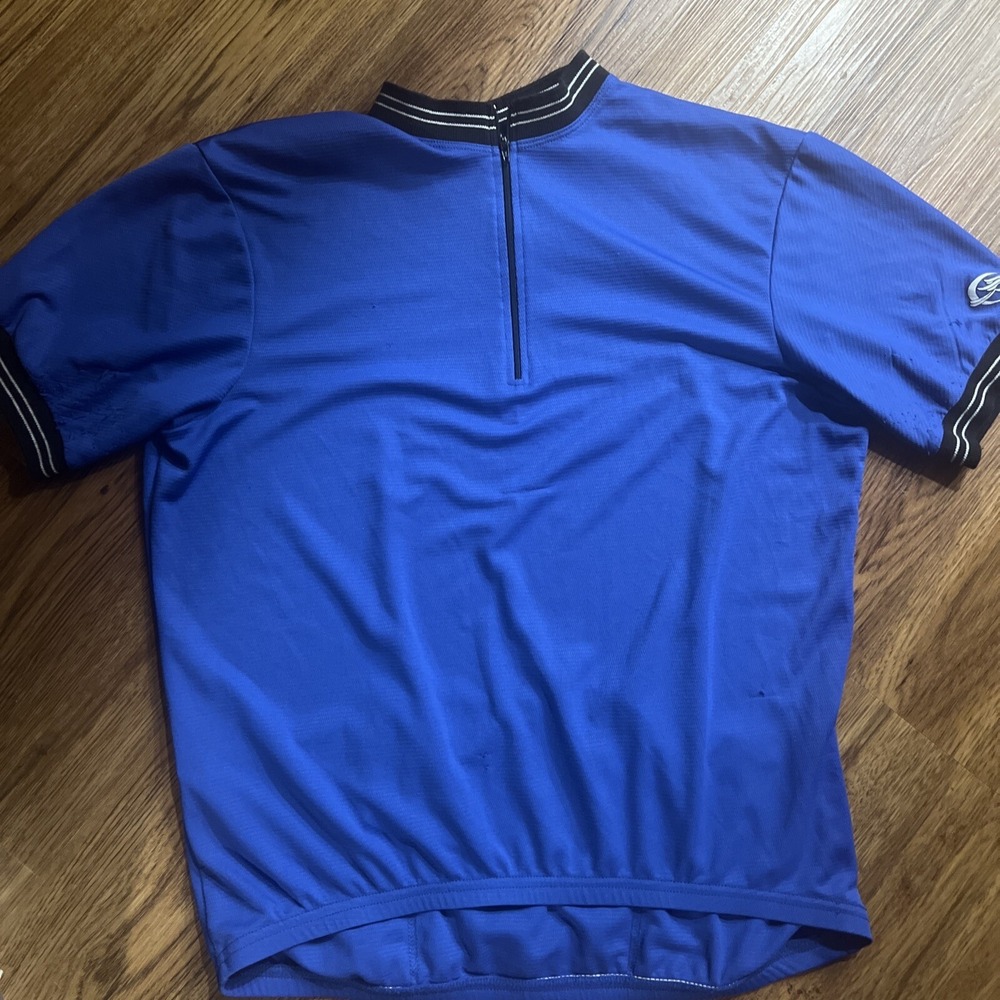 Canari Cycling Jersey Adult Size L Blue 1/4 Zip Short Sleeve Pockets Polyester